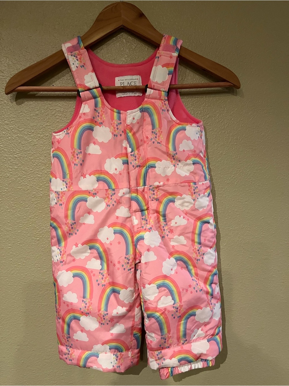The Children’s Place Pink Rainbow Print Kids Snow Overalls with Jacket